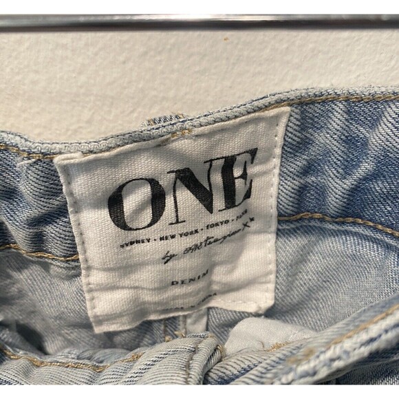 One Teaspoon 2020 High Waist Denim Distressed Destroyed Mini Jean Skirt Size 25 - Picture 5 of 10